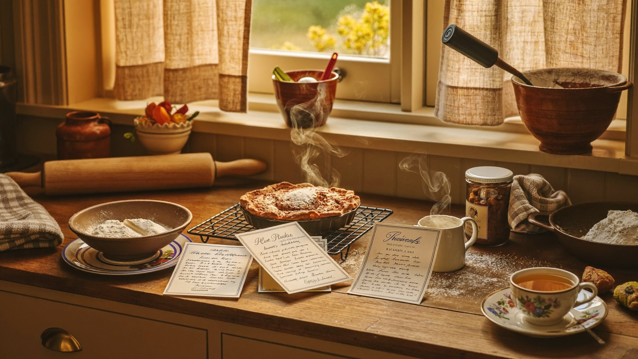 A cozy family kitchen with warm light